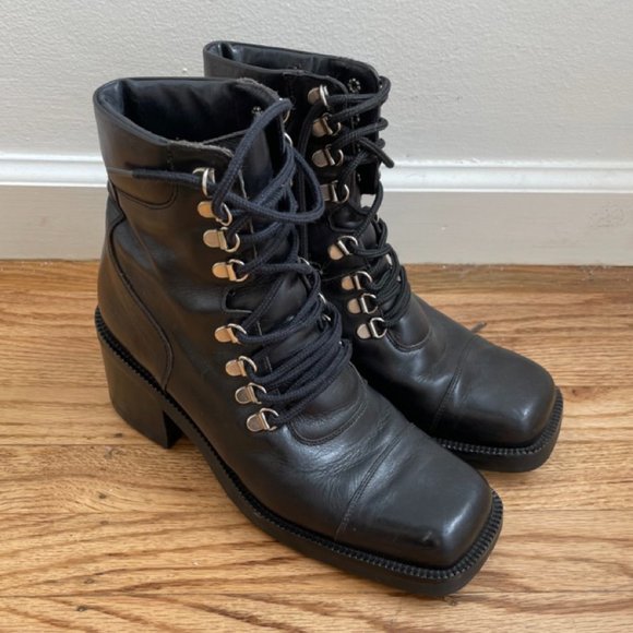 Charles David by Nathalie M. Black combat boots 39 - Picture 1 of 4